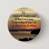 Serenity Prayer Oranje Seascape Sunset Ronde Button 5,7 Cm (Voorkant)