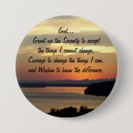 Serenity Prayer Oranje Seascape Sunset Ronde Button 5,7 Cm