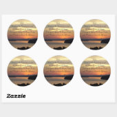 Serenity Prayer Oranje Seascape Sunset Ronde Sticker (Vel)