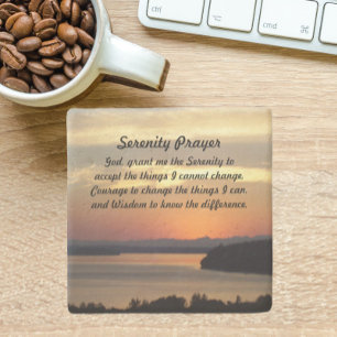 Serenity Prayer Oranje Seascape Sunset Stenen Onderzetter