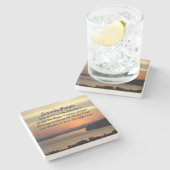 Serenity Prayer Oranje Seascape Sunset Stenen Onderzetter (Zijkant)