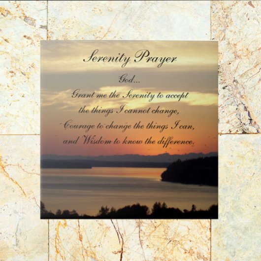 Serenity Prayer Oranje Seascape Sunset Tegeltje