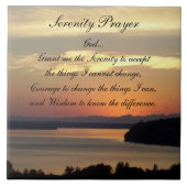 Serenity Prayer Oranje Seascape Sunset Tegeltje (Voorkant)