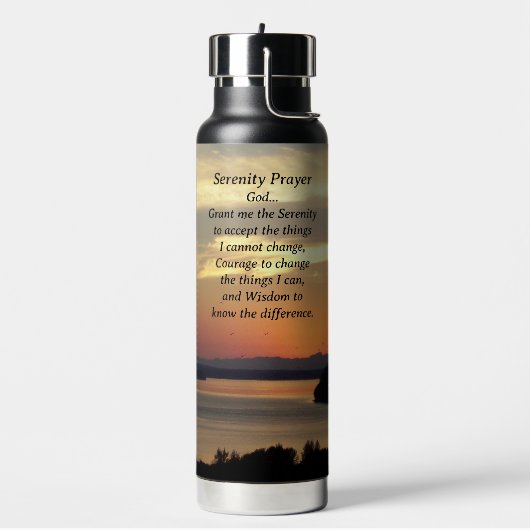 Serenity Prayer Oranje Seascape Sunset Waterfles (Links)