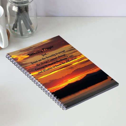 Serenity Prayer Oranje Sunset Photo Notitieboek
