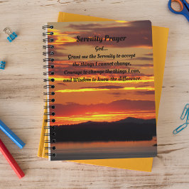 Serenity Prayer Oranje Sunset Photo Notitieboek