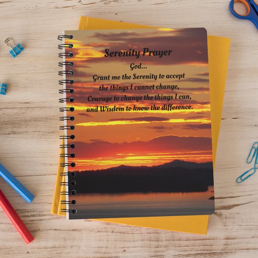 Serenity Prayer Oranje Sunset Photo Notitieboek