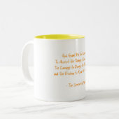 Serenity Prayer Oranje Yellow Courage to Change Tweekleurige Koffiemok (Voorkant links)