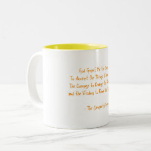 Serenity Prayer Oranje Yellow Courage to Change Tweekleurige Koffiemok