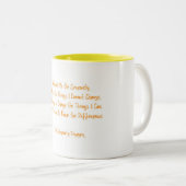 Serenity Prayer Oranje Yellow Courage to Change Tweekleurige Koffiemok (Voorkant rechts)