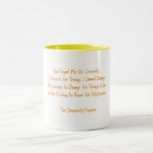 Serenity Prayer Oranje Yellow Courage to Change Tweekleurige Koffiemok (Center)