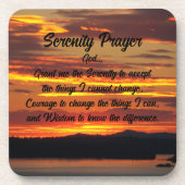 Serenity Prayer Oranje zonsondergang Bier Onderzetter (Voorkant)