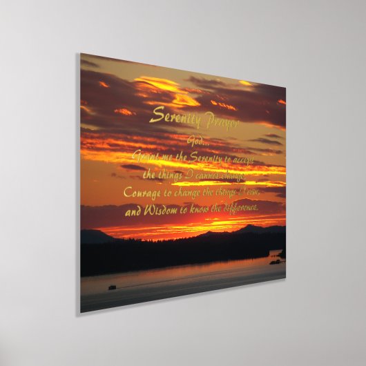 Serenity Prayer Oranje zonsondergang landschap Folie Afdrukken (Laagn)