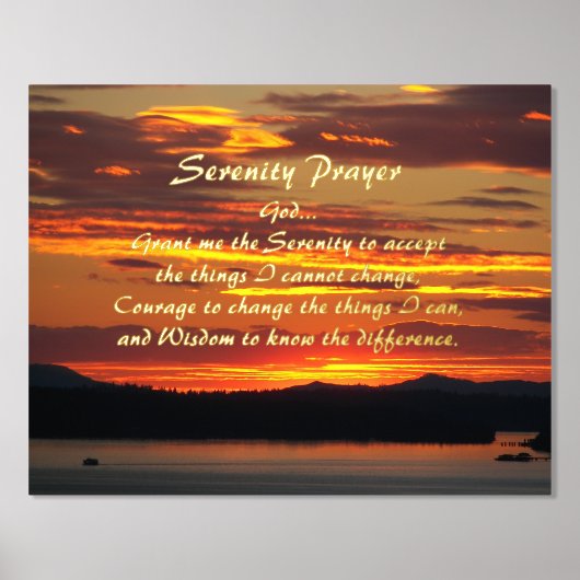 Serenity Prayer Oranje zonsondergang landschap Folie Afdrukken (Voorkant)