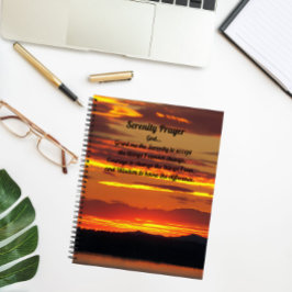 Serenity Prayer Oranje zonsondergang landschap Notitieboek