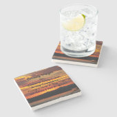 Serenity Prayer Oranje zonsondergang landschap Stenen Onderzetter (Zijkant)