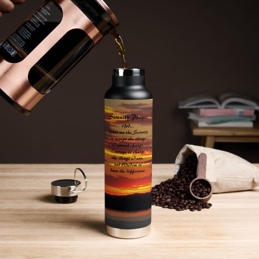 Serenity Prayer Oranje zonsondergang landschap Waterfles (Koffie)