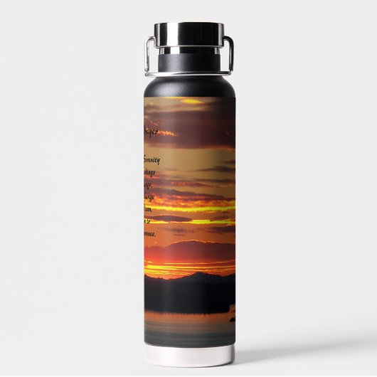 Serenity Prayer Oranje zonsondergang landschap Waterfles (Achterkant)