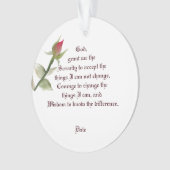 Serenity Prayer Ornament met één Roos (voorkant)