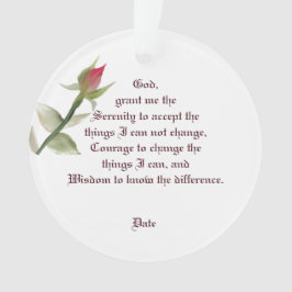 Serenity Prayer Ornament met één Roos