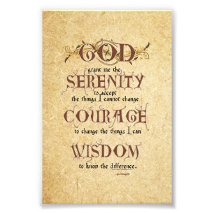 Serenity Prayer: oud Engels Antiek, Sterkte/Omc Foto Afdruk