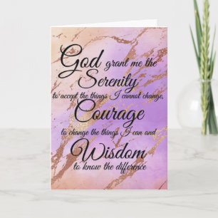 Serenity Prayer over roze, goud, roos goud terug Kaart