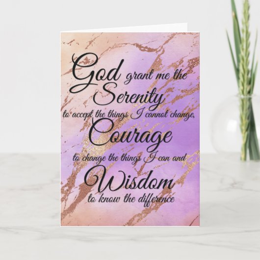 Serenity Prayer over roze, goud, roos goud terug Kaart (Voorkant)