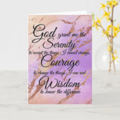Serenity Prayer over roze, goud, roos goud terug Kaart (Gele Bloem)