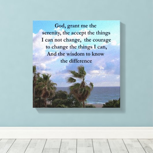 SERENITY PRAYER PALM TREE FOTOONTWERP CANVAS AFDRUK (Insitu (Houten vloer))