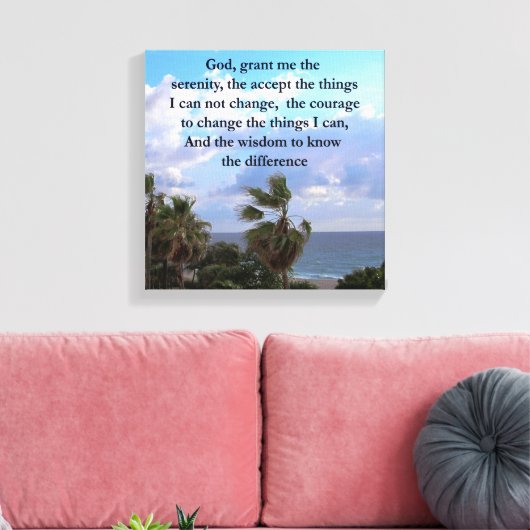 SERENITY PRAYER PALM TREE FOTOONTWERP CANVAS AFDRUK (Insitu (Woonkamer))