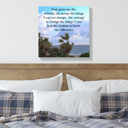 SERENITY PRAYER PALM TREE FOTOONTWERP CANVAS AFDRUK (Insitu (Slaapkamer))