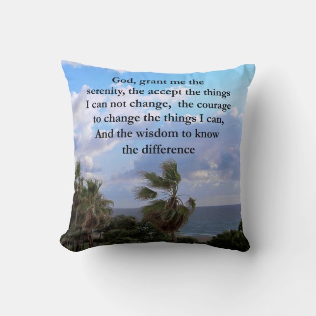  SERENITY PRAYER PALM TREE FOTOONTWERP KUSSEN (Voorkant)