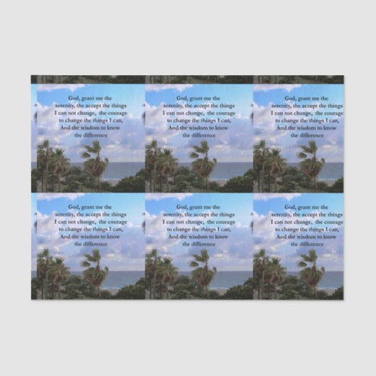 SERENITY PRAYER PALM TREE FOTOONTWERP TISSUEPAPIER (Voorkant)