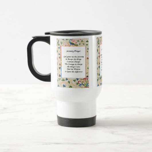 Serenity Prayer Peacock Motivatie Travel Mug Reisbeker (Links)