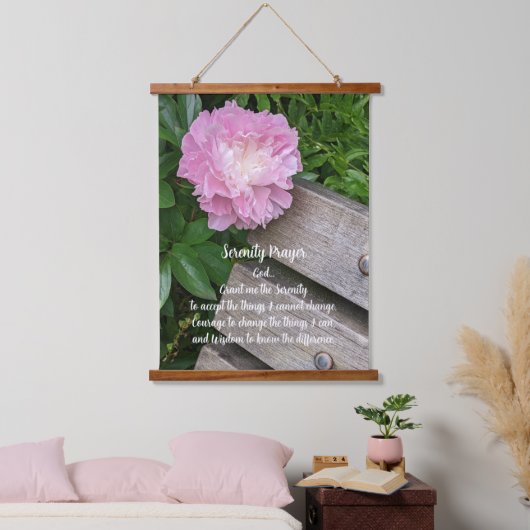 Serenity Prayer Pink Peony Floral Hangend Wandkleed (Slaapkamer)