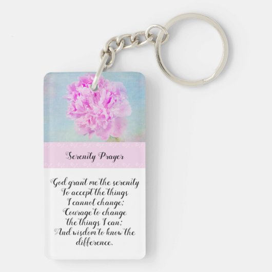 Serenity Prayer Pink Peony Sleutelhanger (achterkant)