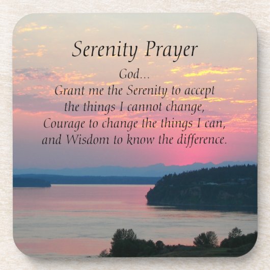 Serenity Prayer Pink Seascape Sunset Bier Onderzetter (Voorkant)