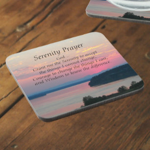 Serenity Prayer Pink Seascape Sunset Bier Onderzetter