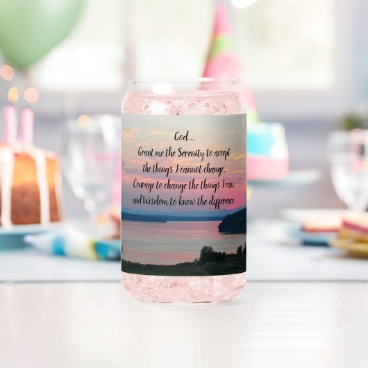 Serenity Prayer Pink Seascape Sunset Blikvorm Glas (Insitu (Verjaardag))
