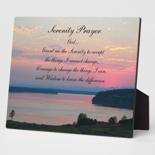 Serenity Prayer Pink Seascape Sunset Foto Fotoplaat (Zijkant)