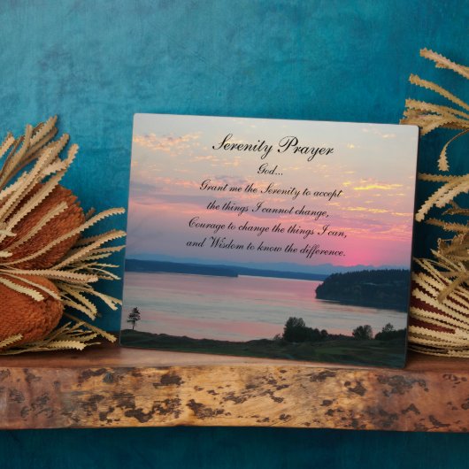Serenity Prayer Pink Seascape Sunset Foto Fotoplaat (Zijkant)