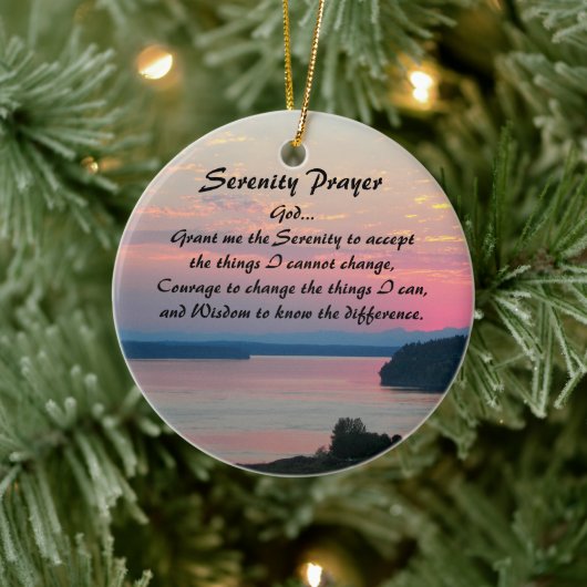 Serenity Prayer Pink Seascape Sunset Foto Keramisch Ornament (Boom)