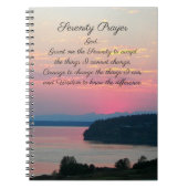 Serenity Prayer Pink Seascape Sunset Foto Notitieboek (Voorkant)