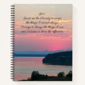 Serenity Prayer Pink Seascape Sunset Foto Notitieboek (Voorkant)