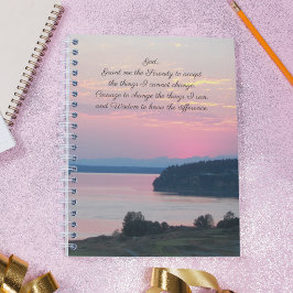 Serenity Prayer Pink Seascape Sunset Foto Notitieboek