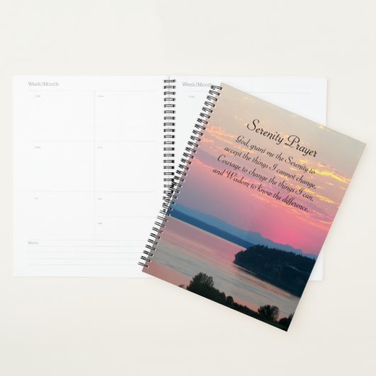 Serenity Prayer Pink Seascape Sunset Foto Planner (Display)