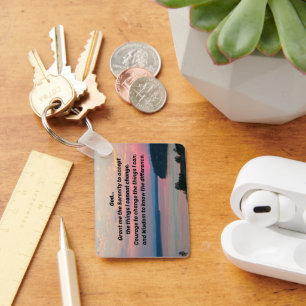 Serenity Prayer Pink Seascape Sunset Foto Sleutelhanger