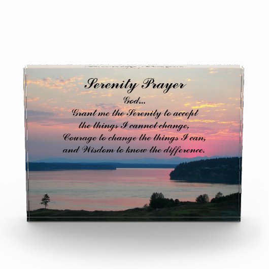 Serenity Prayer Pink Seascape Sunset Fotoblokken (Voorkant)