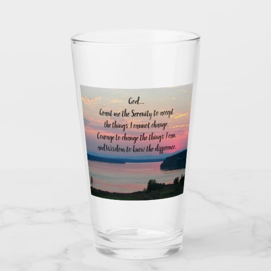 Serenity Prayer Pink Seascape Sunset Glas (Voorkant)