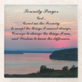 Serenity Prayer Pink Seascape Sunset Glazen Onderzetter (Voorkant)